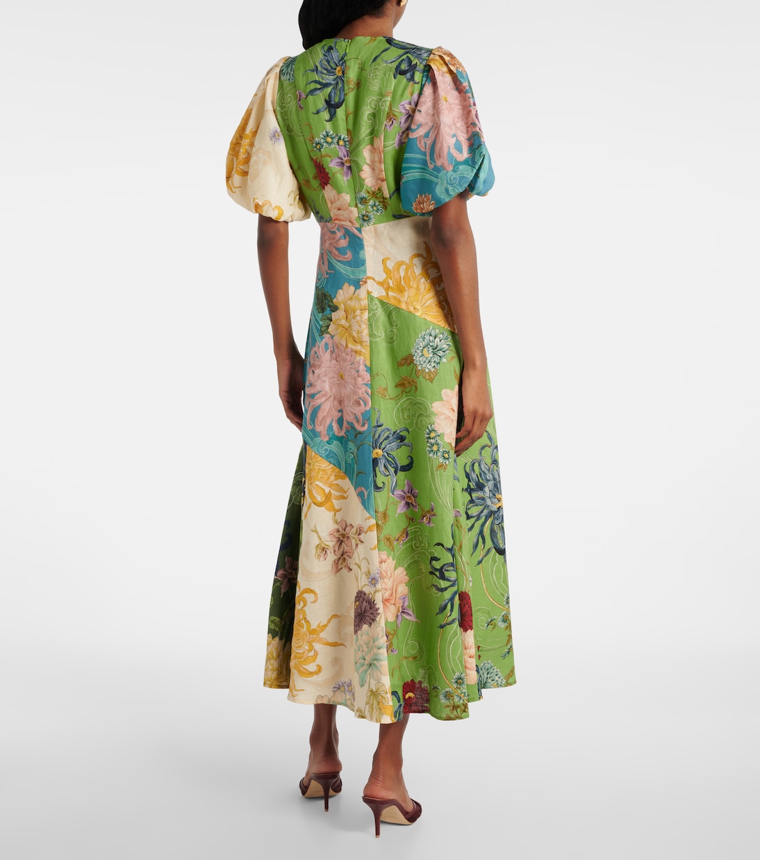 Avery floral linen midi dres | Alémais