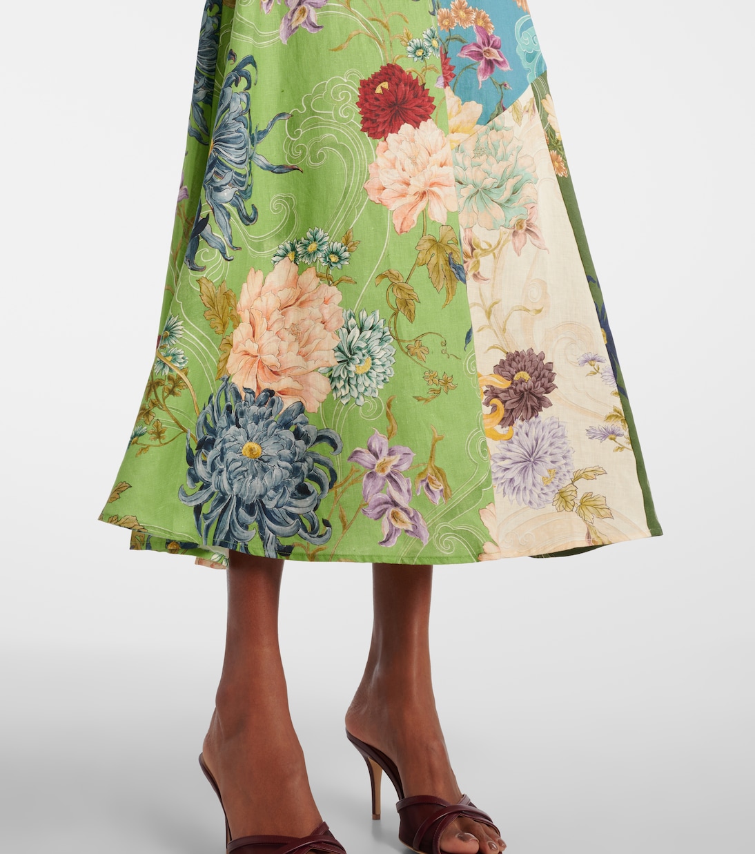Avery floral linen midi dres | Alémais