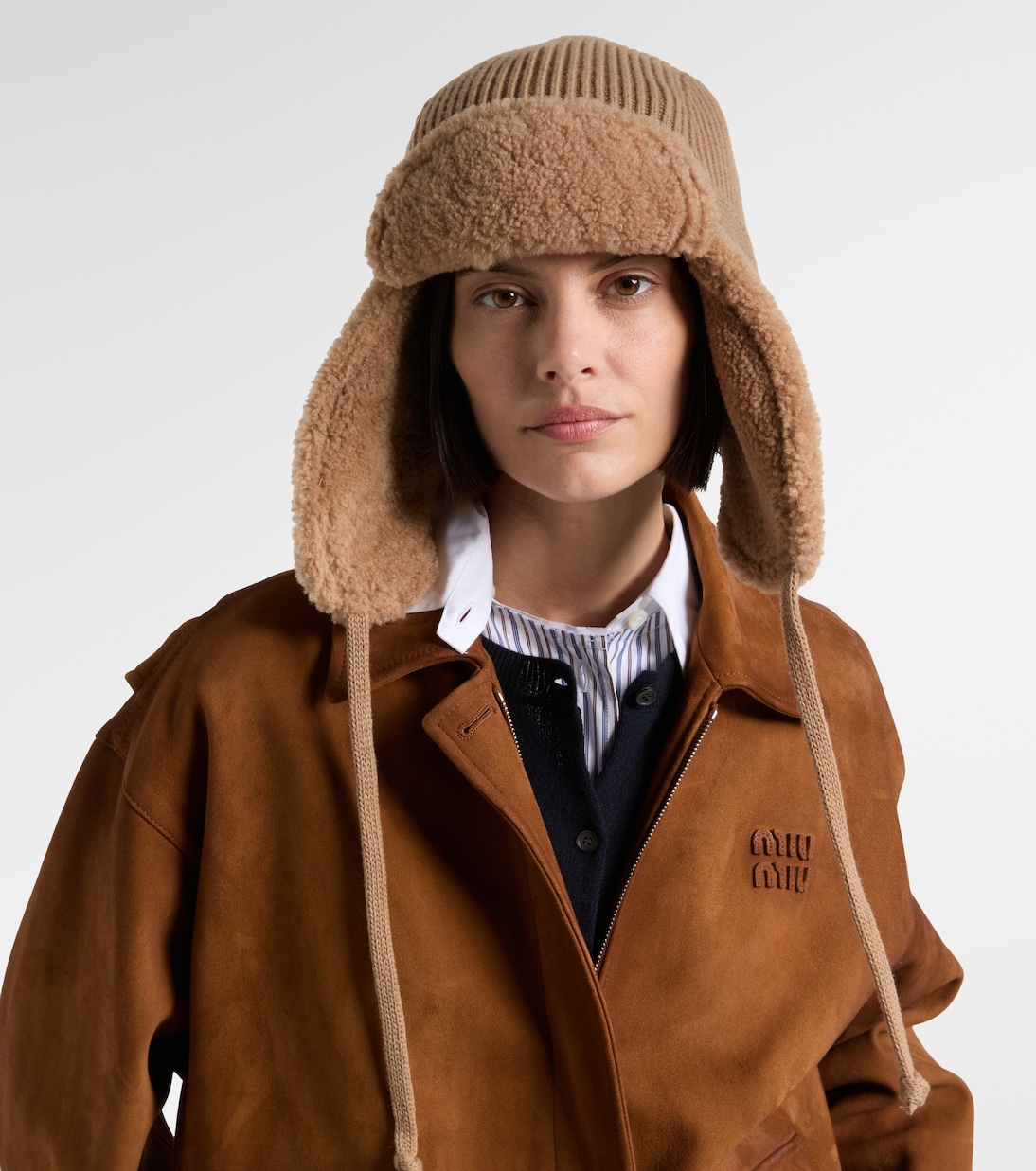 Shearling-trimmed wool and cashmere hat | Miu Miu