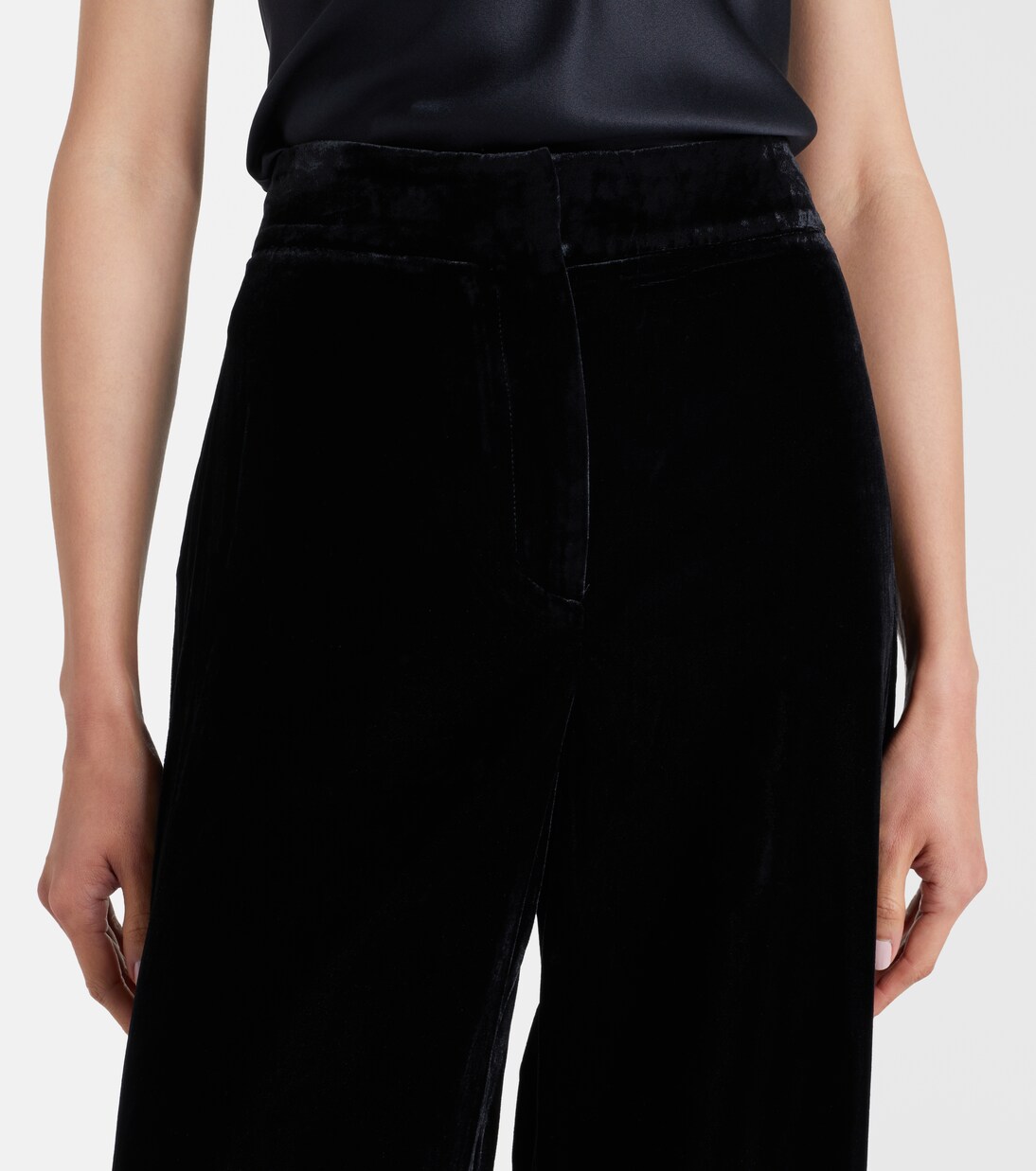 Pantaloni Alex a gamba larga in velluto a vita alta | Veronica Beard