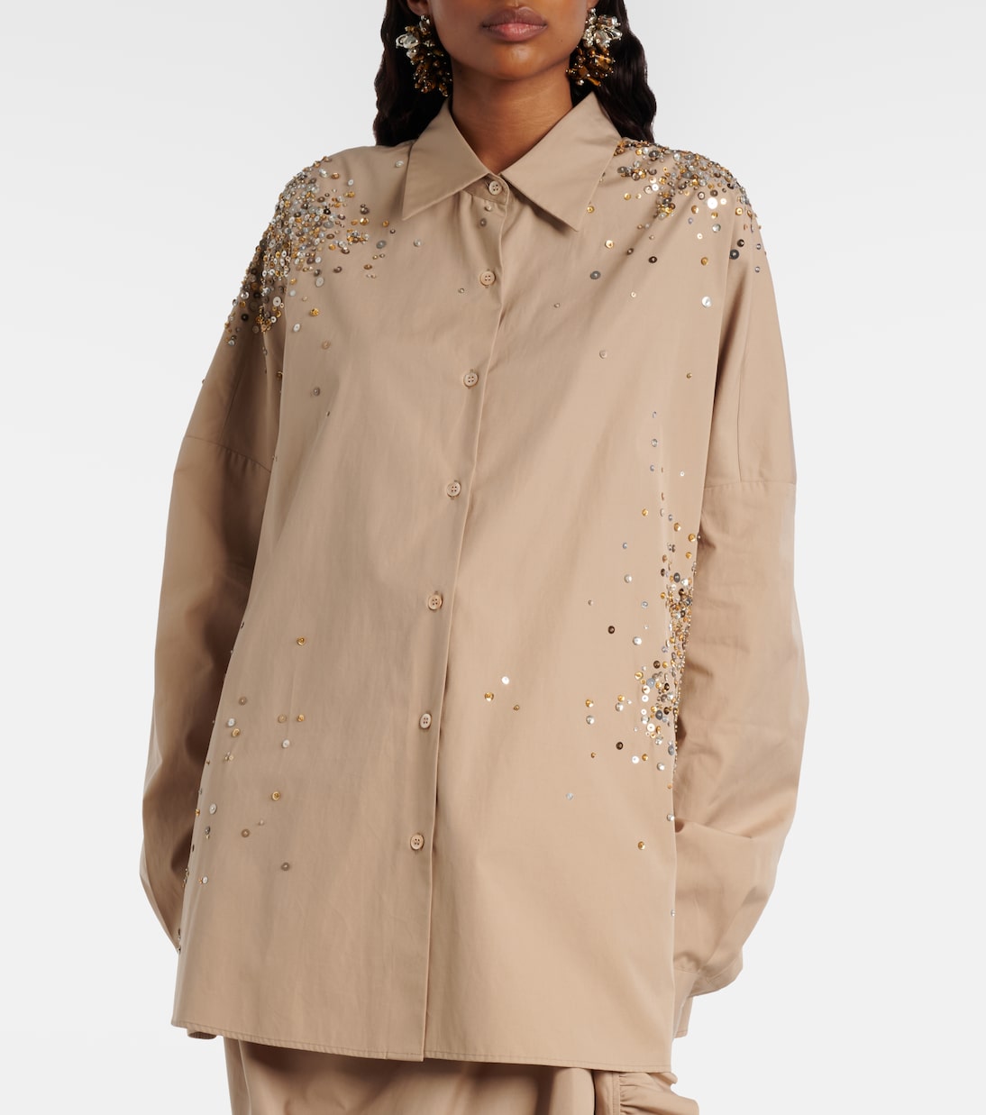 亮片大廓形棉质衬衫 | Dries Van Noten