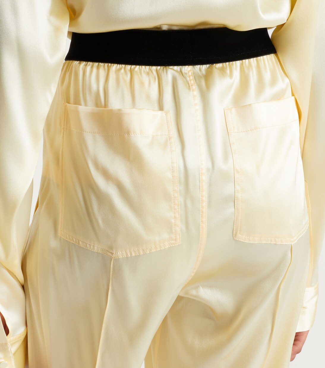 Pantalones rectos de satén en mezcla de seda | Tom Ford