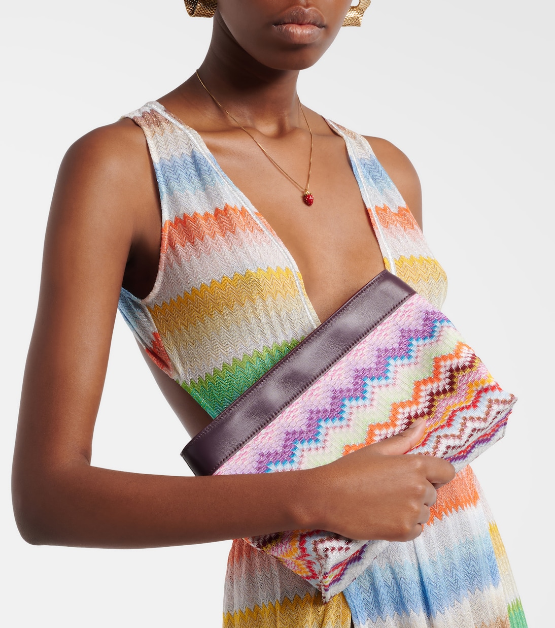 حقيبة كلاتش مقلّمة بالجلد Zigzag Large | Missoni