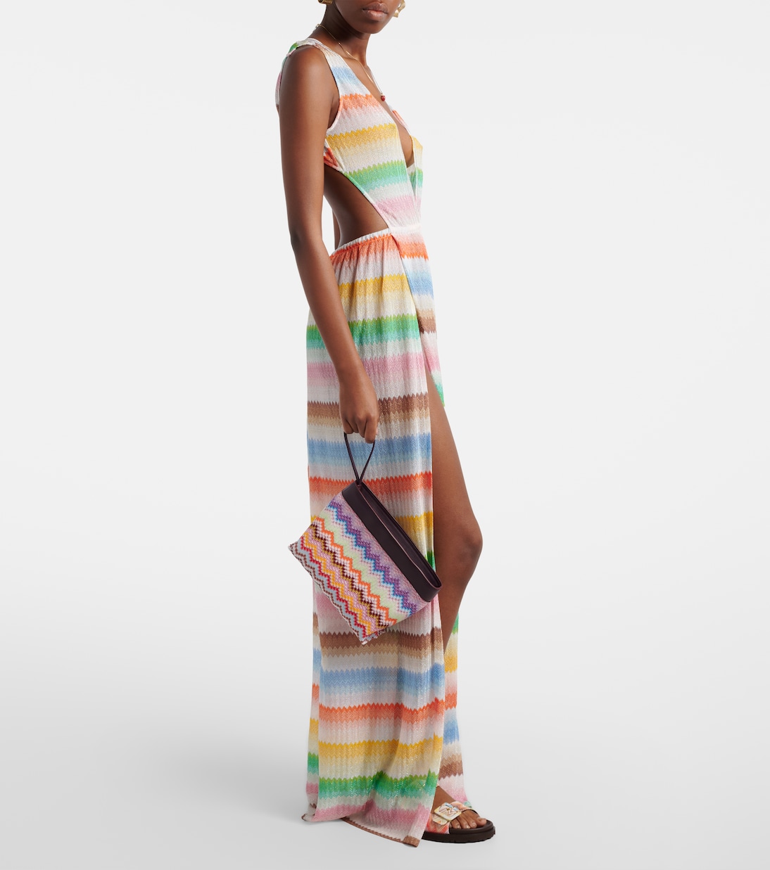 حقيبة كلاتش مقلّمة بالجلد Zigzag Large | Missoni