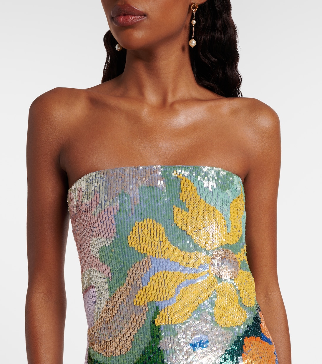 Embroidered jacquard corset gown | Là Fuori