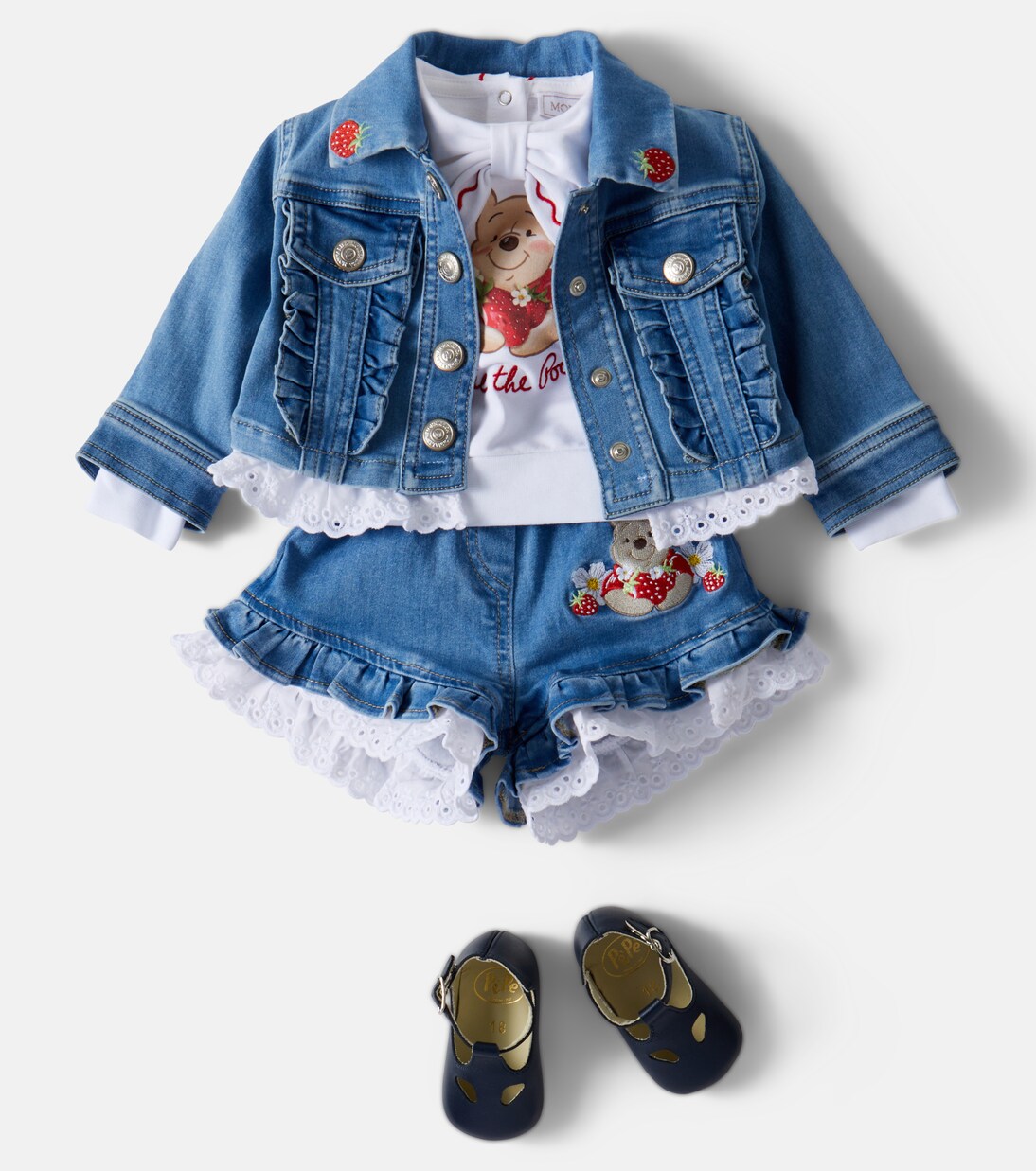 x Disney® baby embroidered denim shorts | Monnalisa