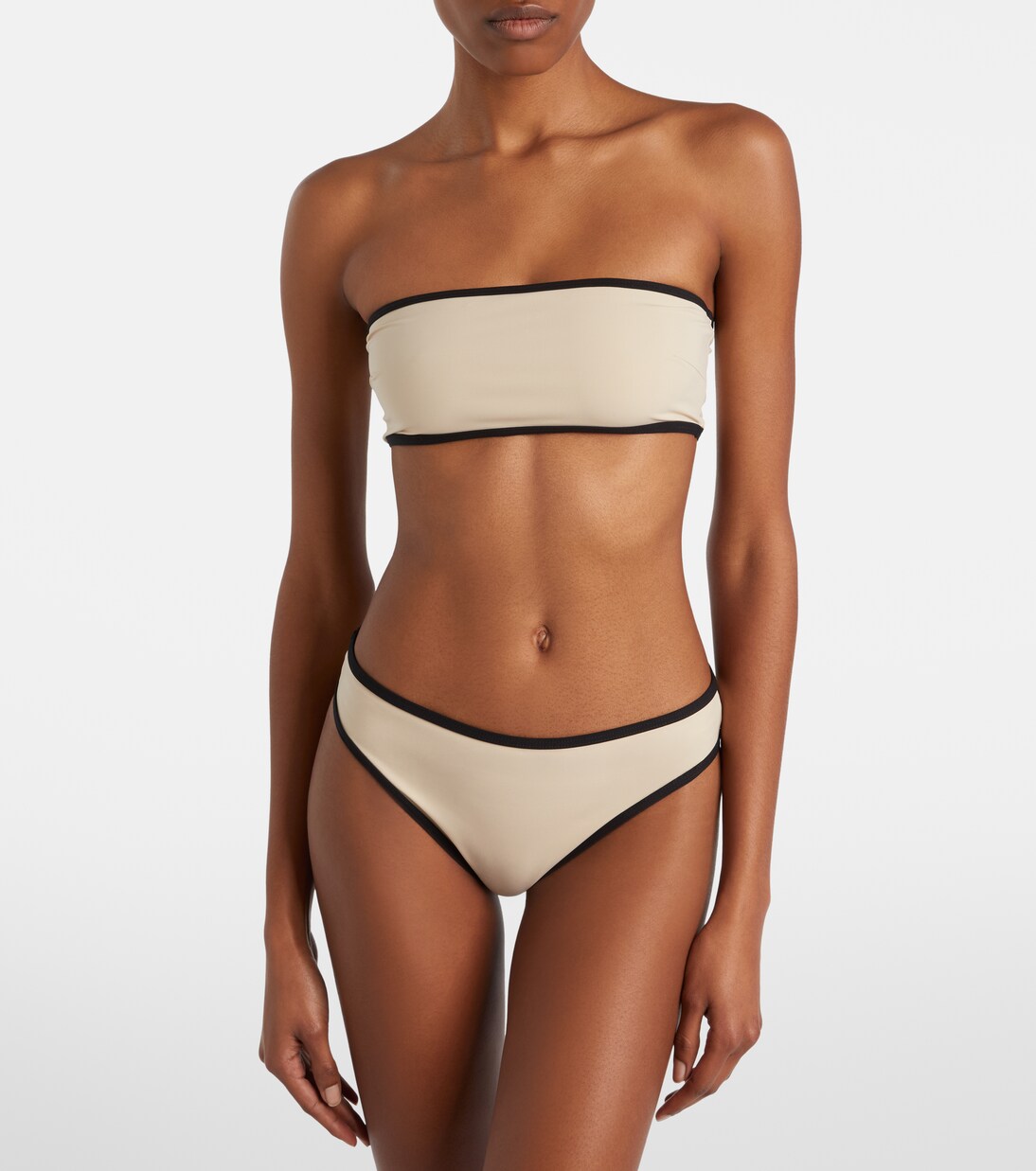 Stripe Edge strapless bikini top | Toteme