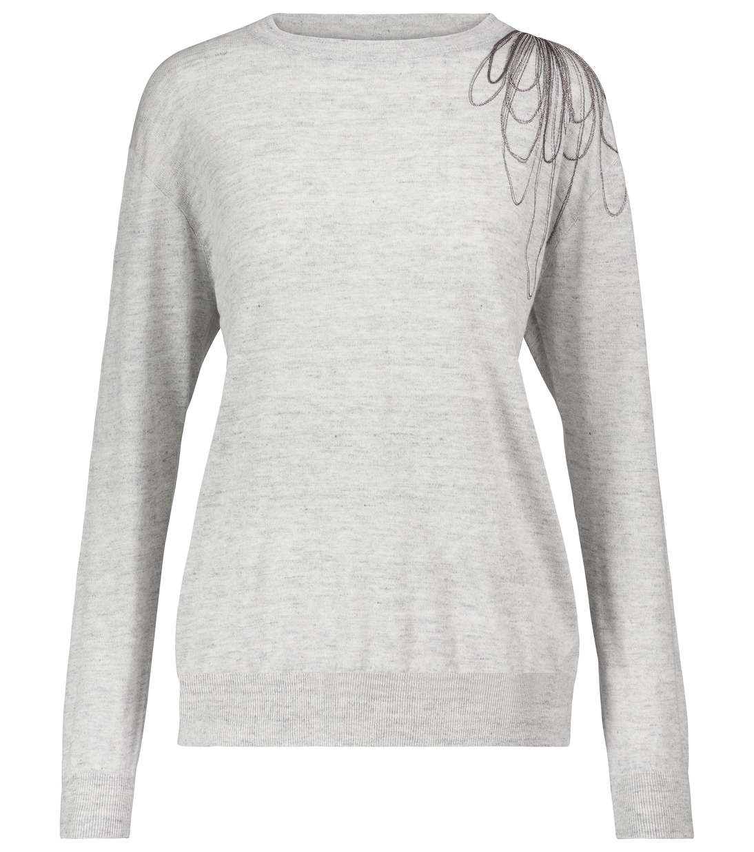 Jersey de lino y algodón adornado | Brunello Cucinelli