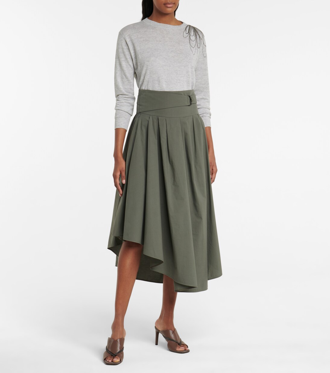 Jersey de lino y algodón adornado | Brunello Cucinelli