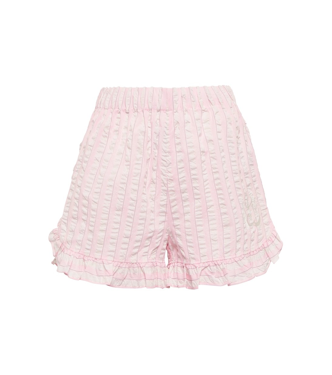 Shorts in seersucker a righe | Ganni