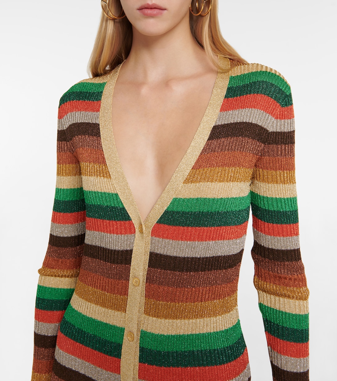 Lurex® striped V-neck midi dress | Valentino