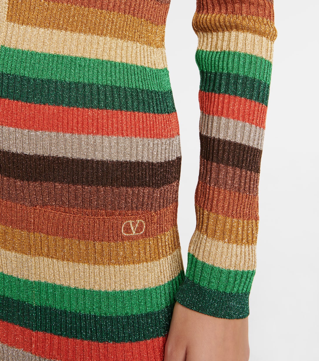 Lurex® striped V-neck midi dress | Valentino