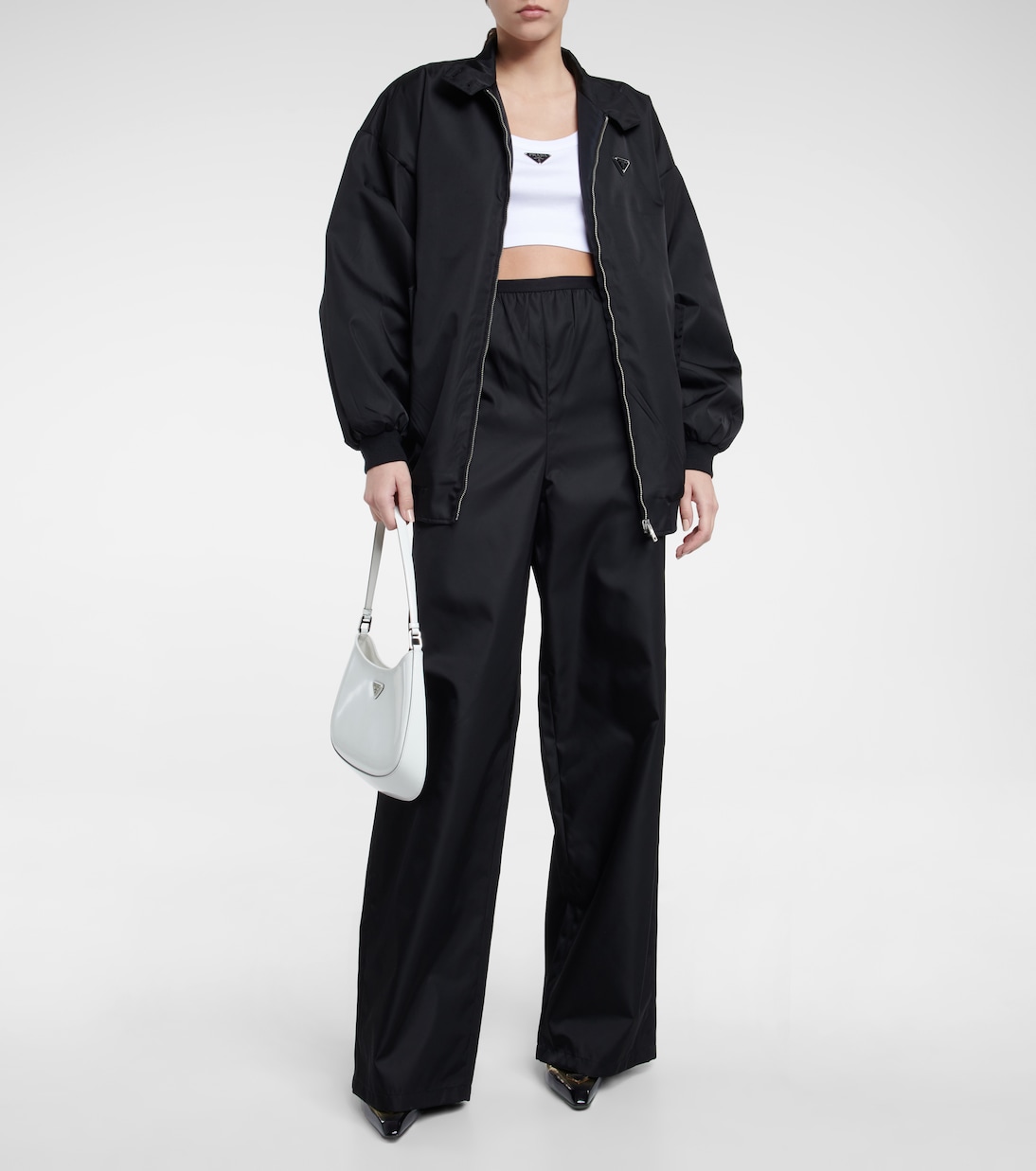 Logo cotton jersey crop top | Prada