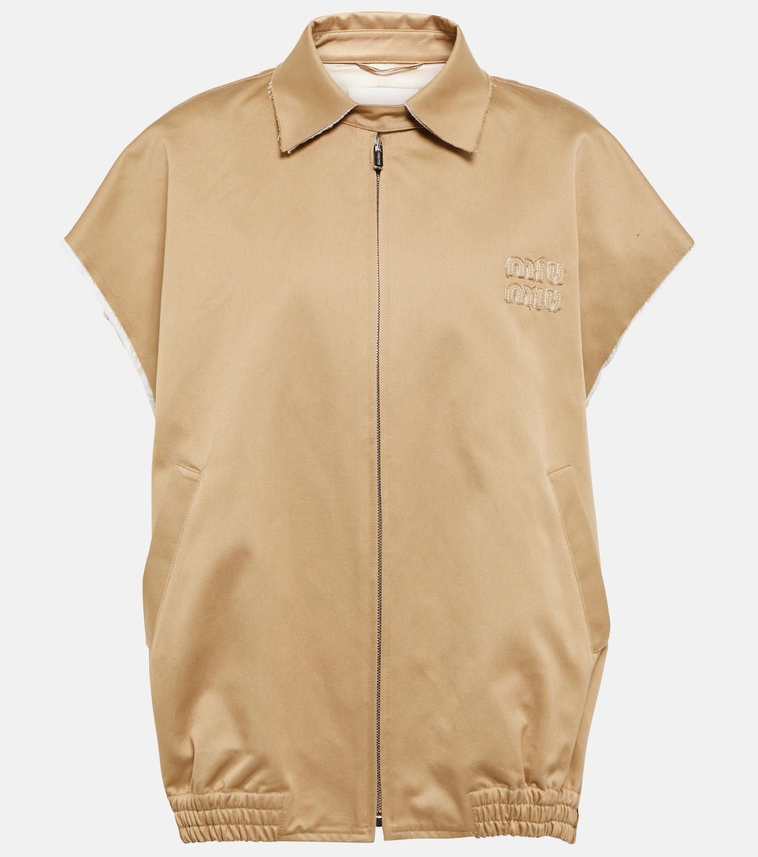 Gilet in twill di cotone con zip | Miu Miu