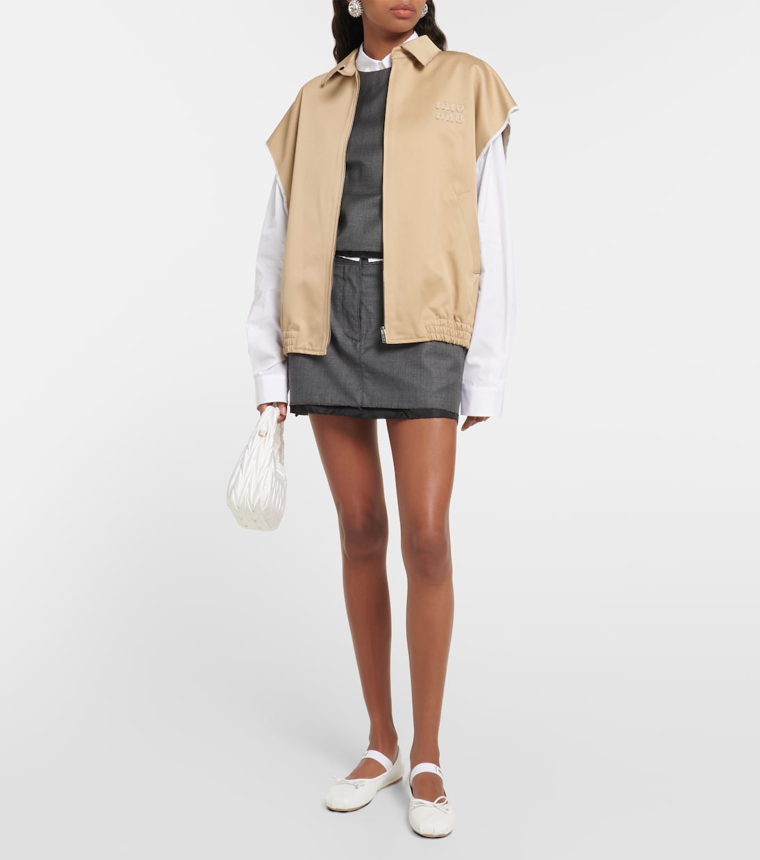 Gilet in twill di cotone con zip | Miu Miu