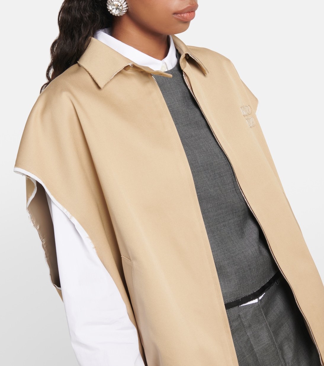 Gilet in twill di cotone con zip | Miu Miu