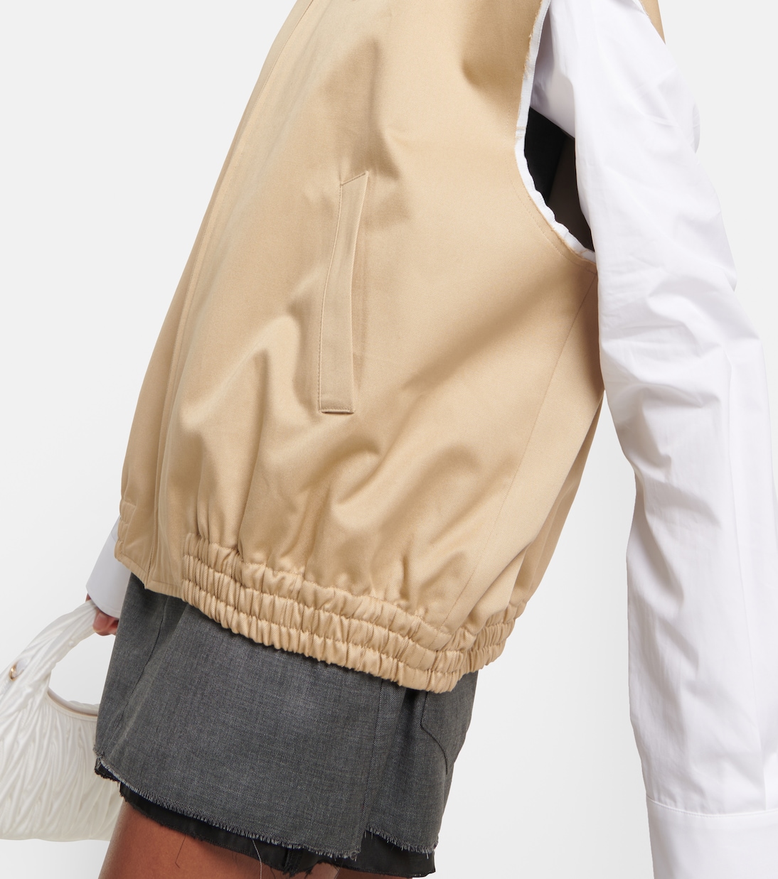 Gilet in twill di cotone con zip | Miu Miu