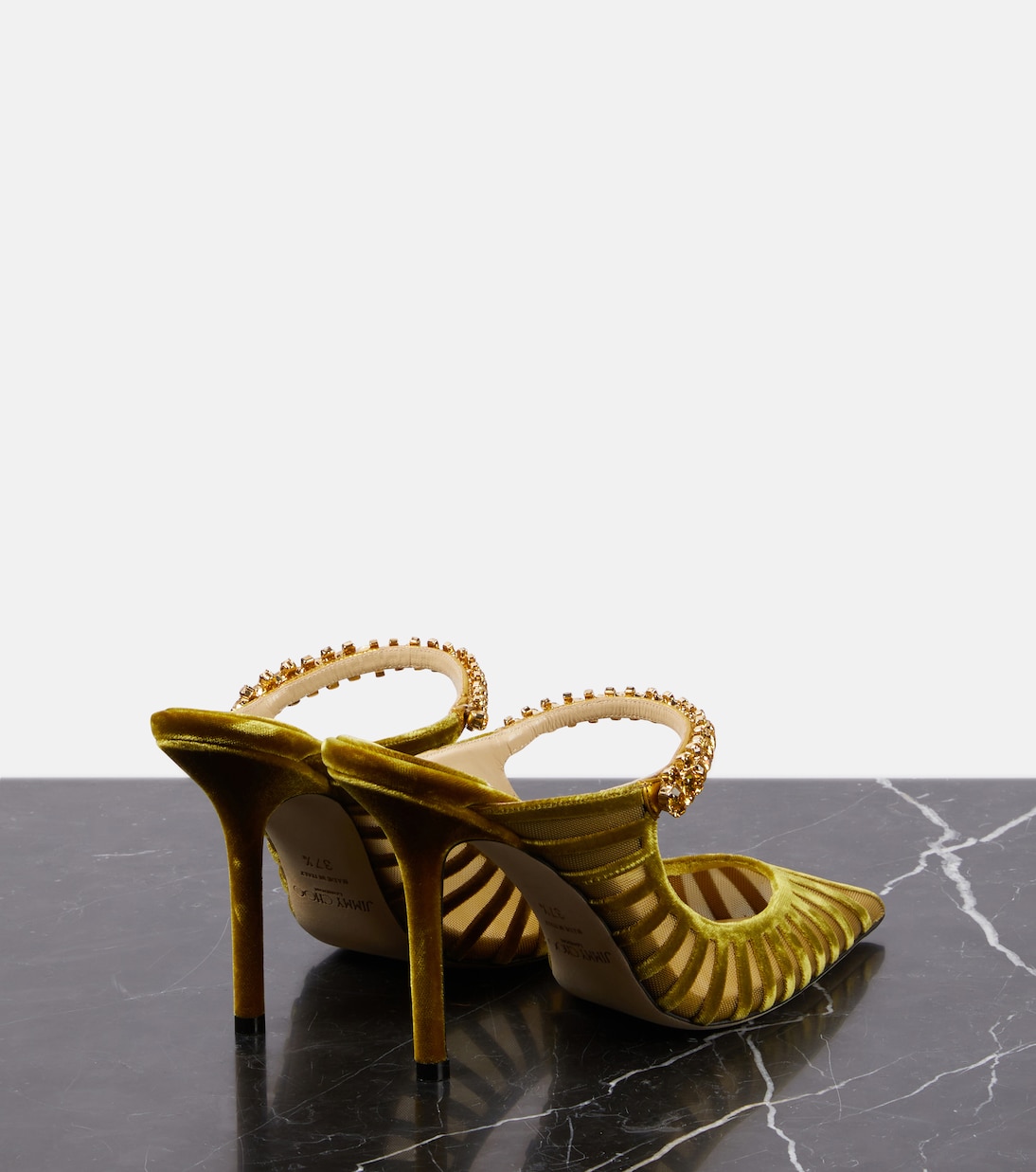 Bing 100 embellished velvet and mesh mules | Jimmy Choo