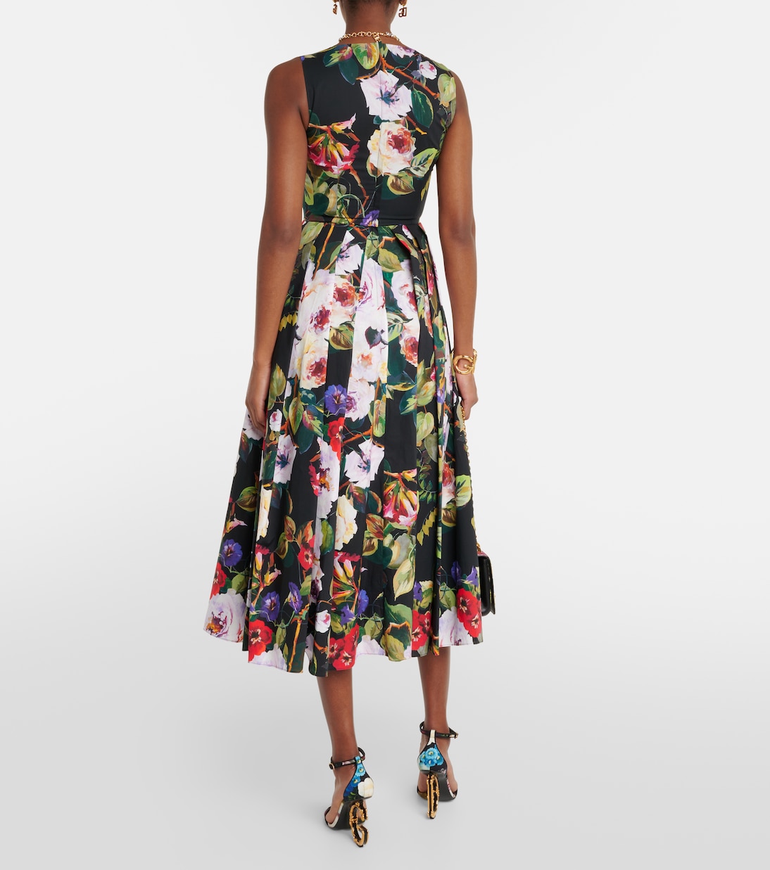 Vestido midi de algodón floral | Dolce&Gabbana