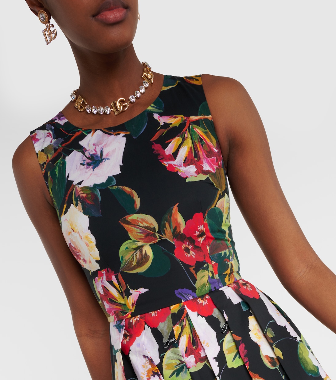 Vestido midi de algodón floral | Dolce&Gabbana