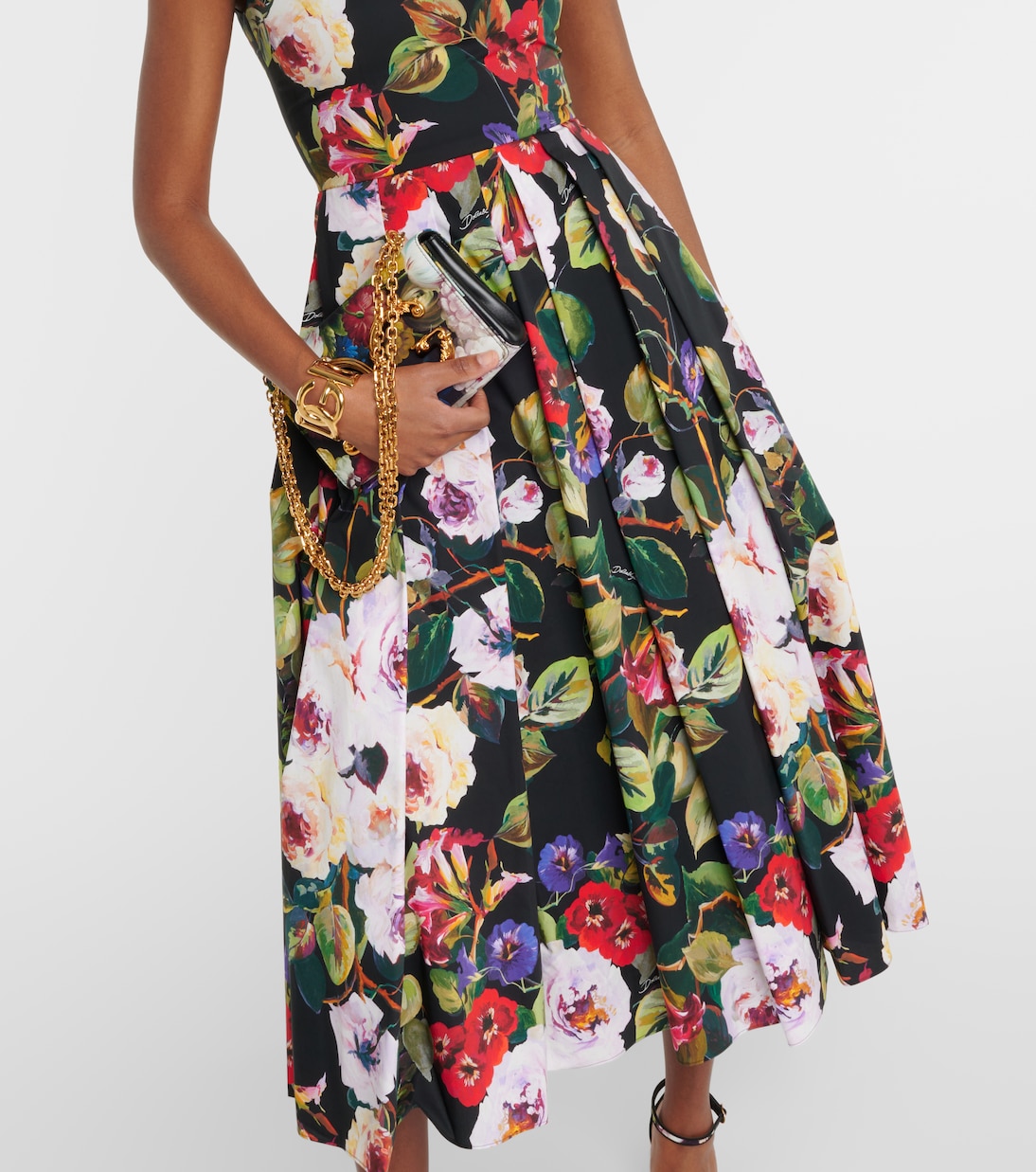 Vestido midi de algodón floral | Dolce&Gabbana