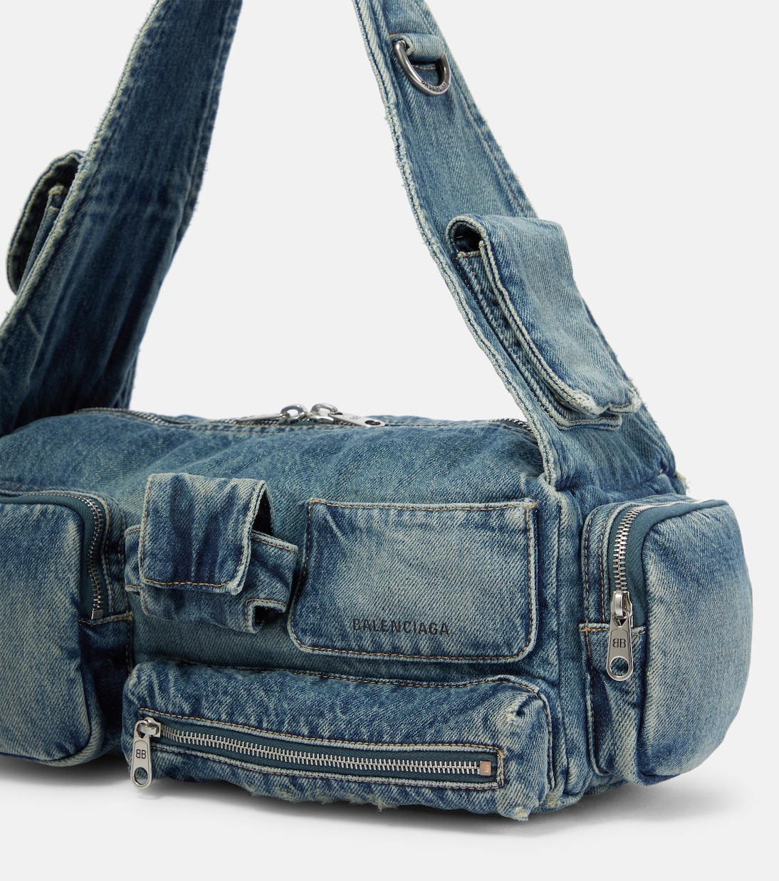 Borsa a spalla Superbusy Small in denim | Balenciaga