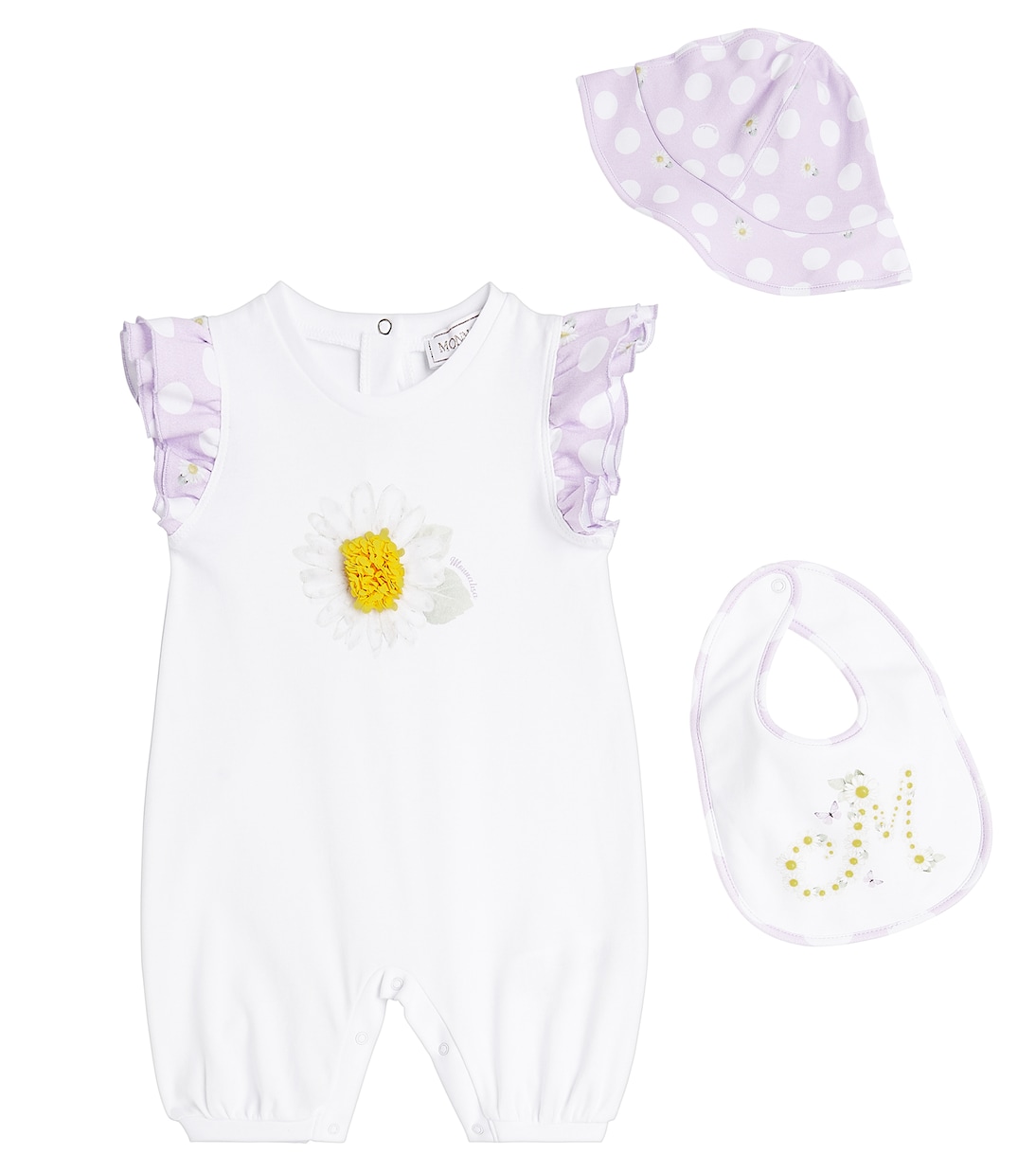 Bébé – Set grenouillère, bavoir et chapeau bob | Monnalisa