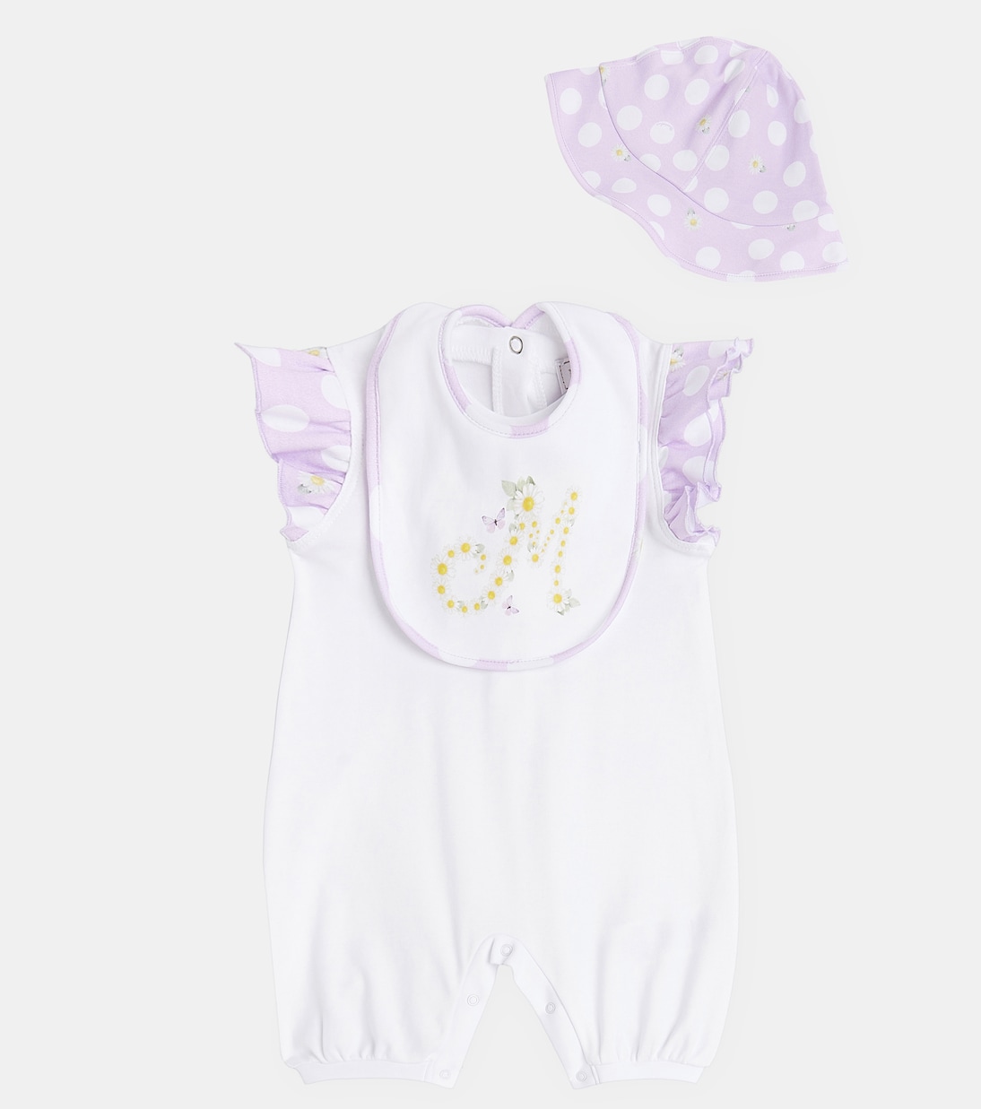 Bébé – Set grenouillère, bavoir et chapeau bob | Monnalisa