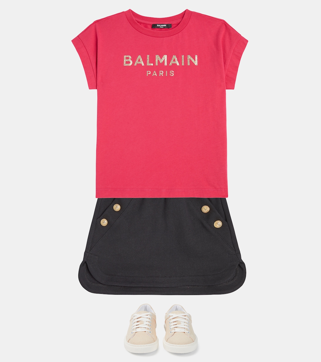 T-shirt in jersey di cotone con logo | Balmain Kids