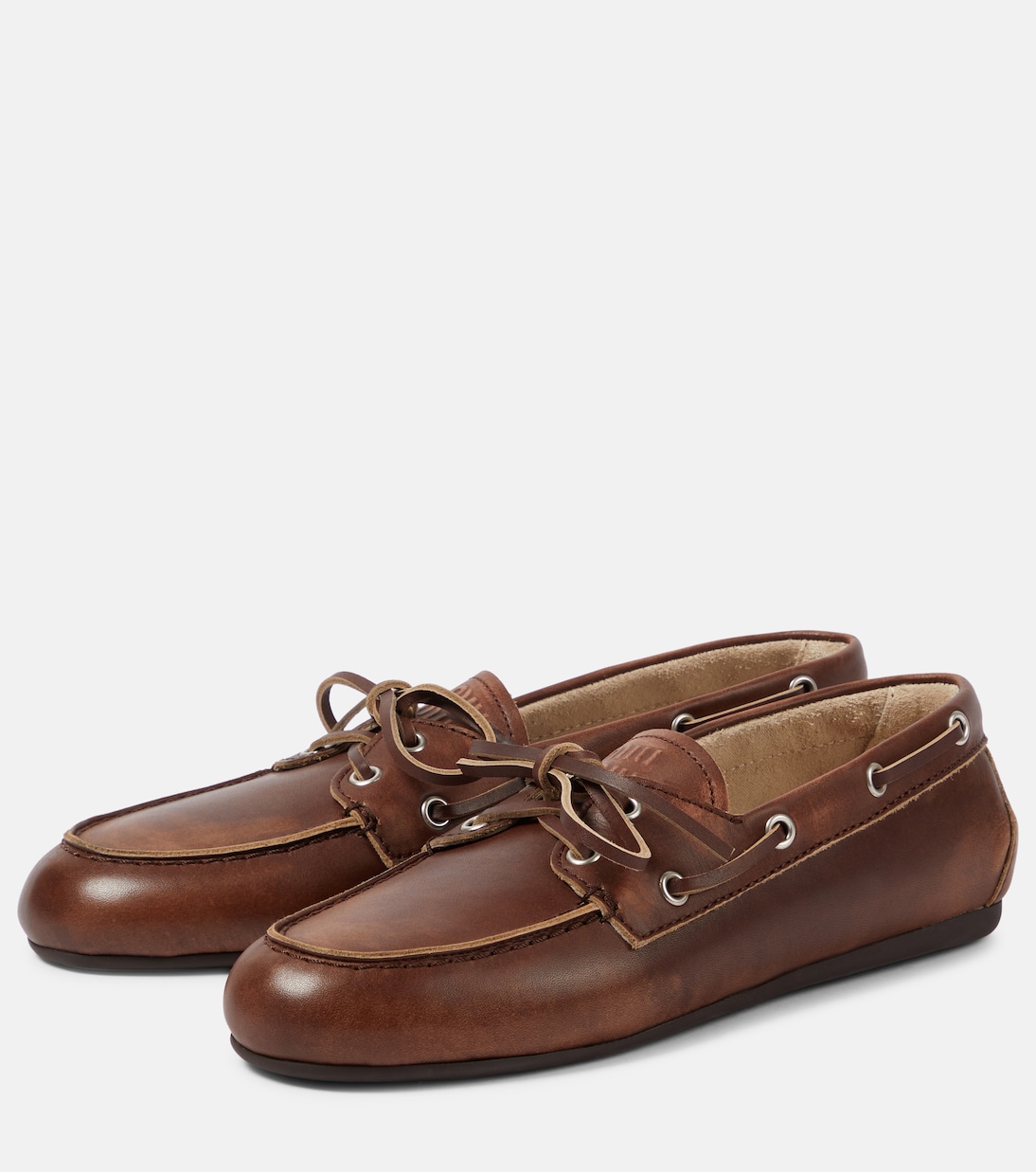 Chaussures bateau en cuir | Miu Miu