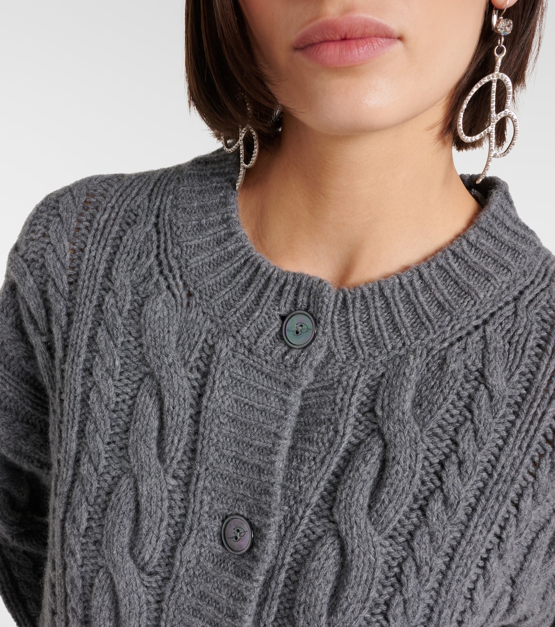 Cardigan in lana e cashmere a trecce | Blumarine