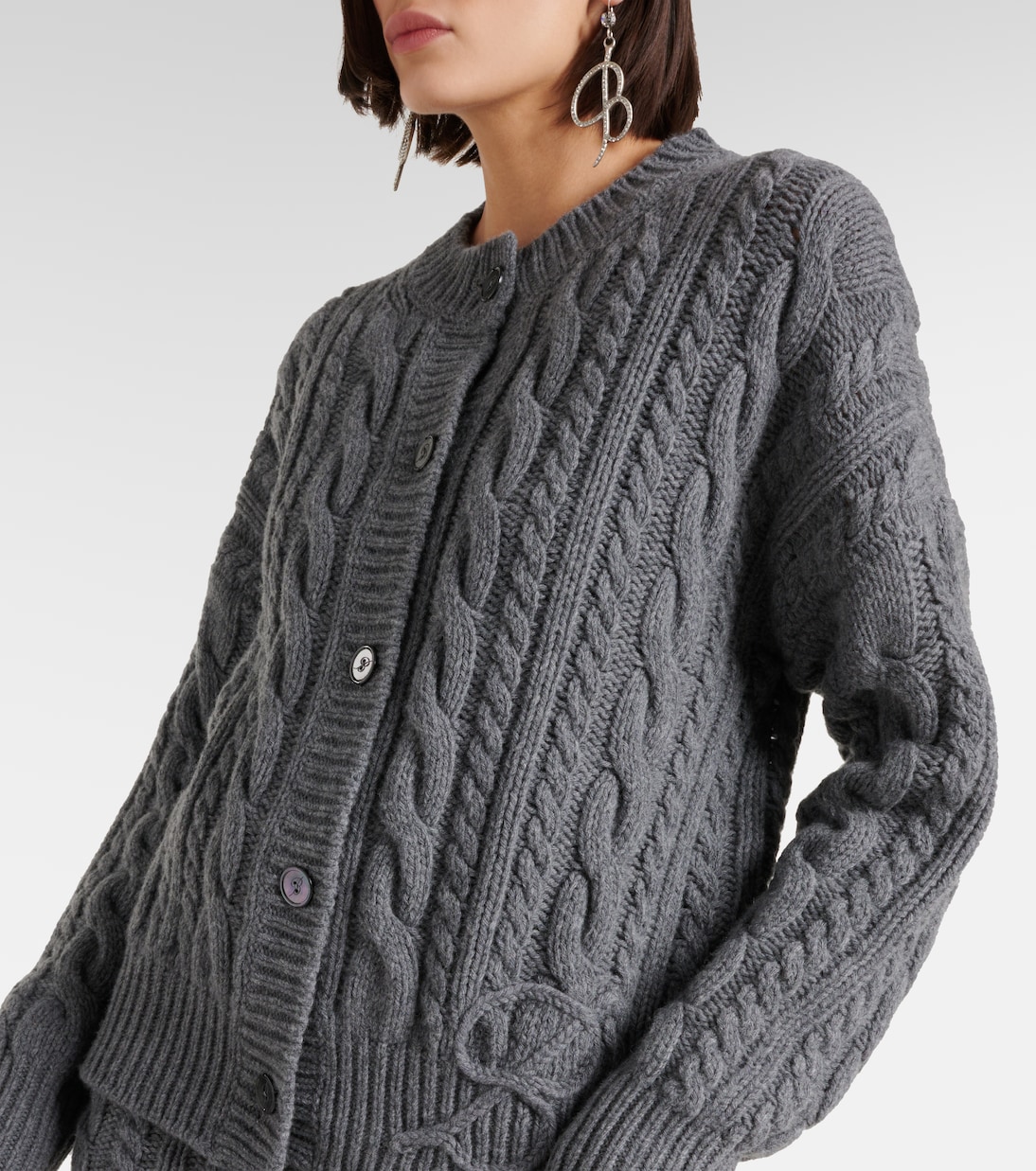 Cardigan in lana e cashmere a trecce | Blumarine