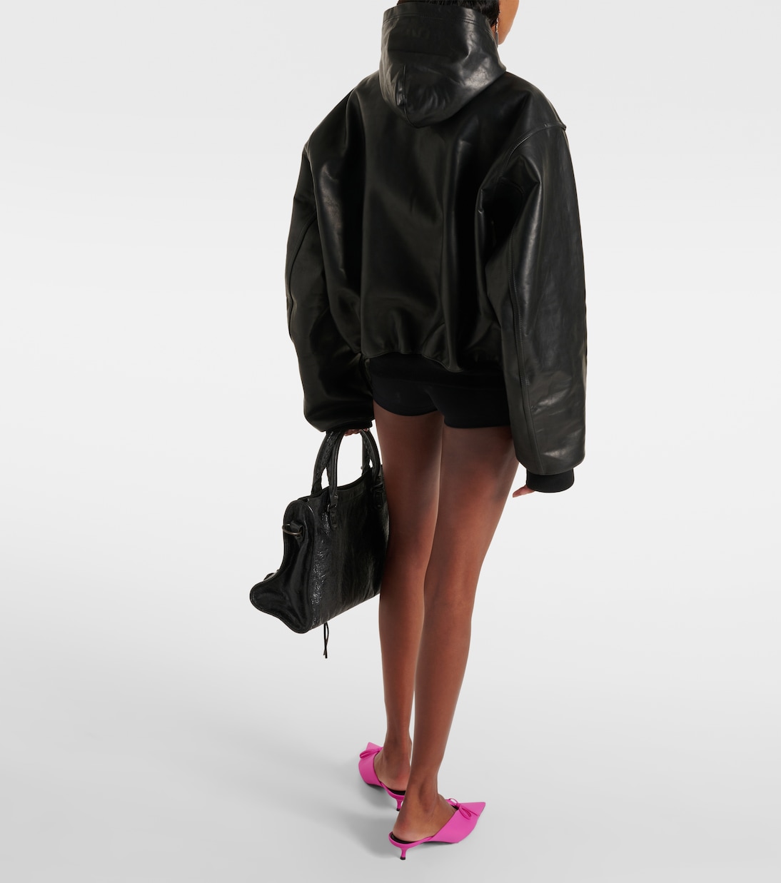 Giacca in pelle con cappuccio | Balenciaga