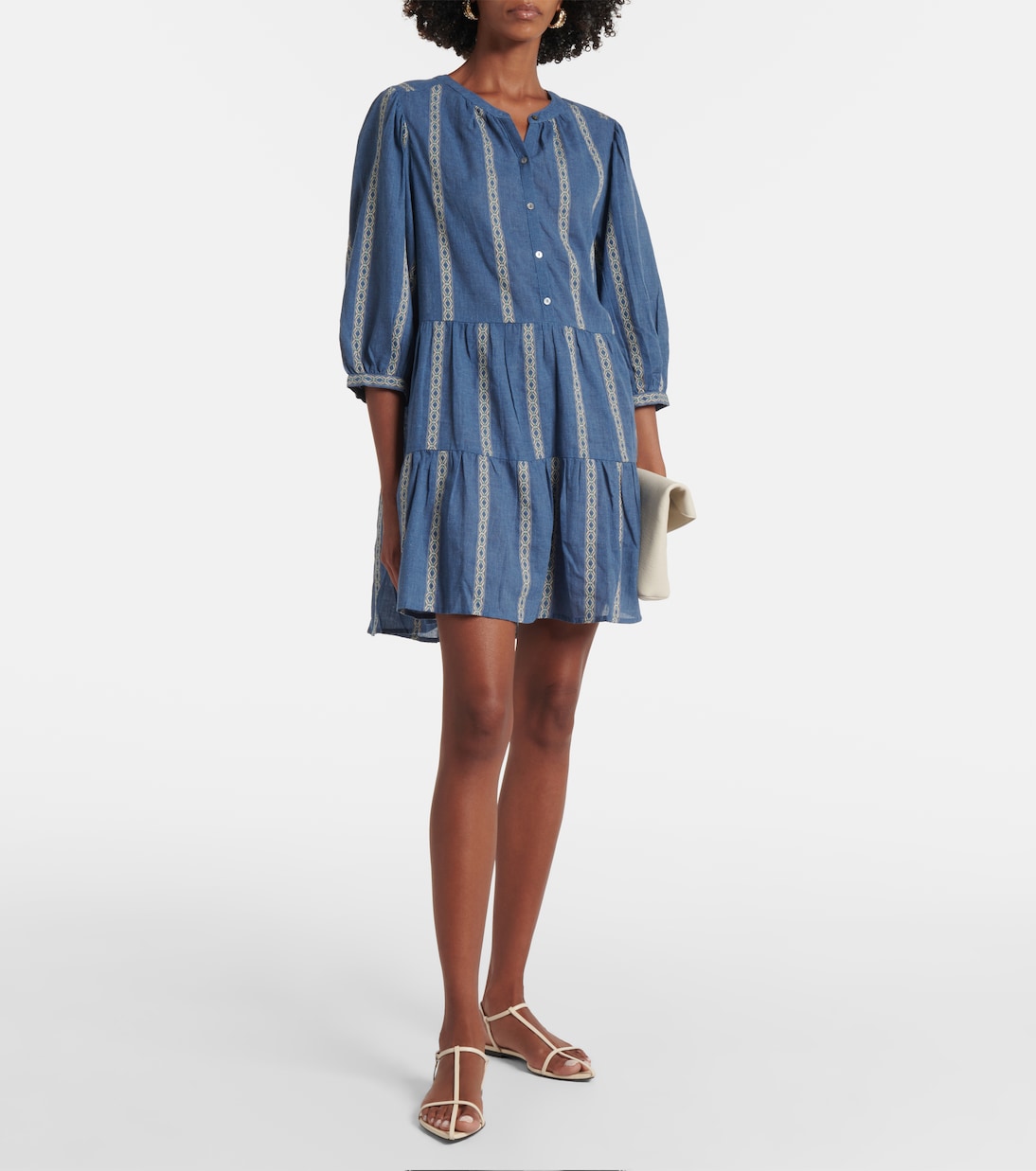 Abito corto Kaitlyn in jacquard di misto cotone | Velvet