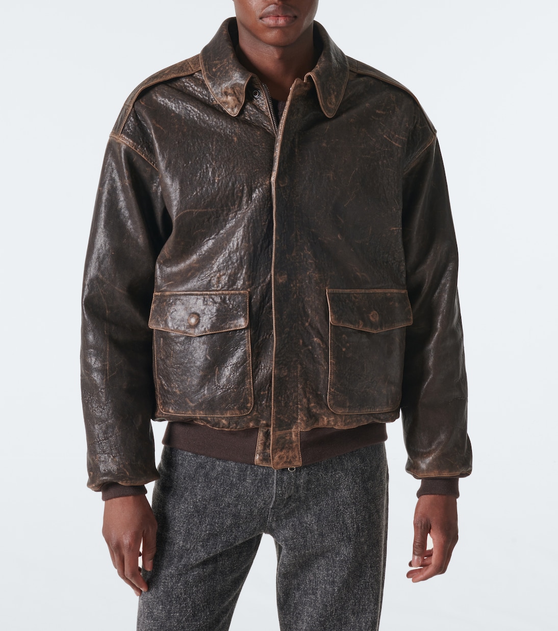 Distressed Lederjacke Orwell | The Row