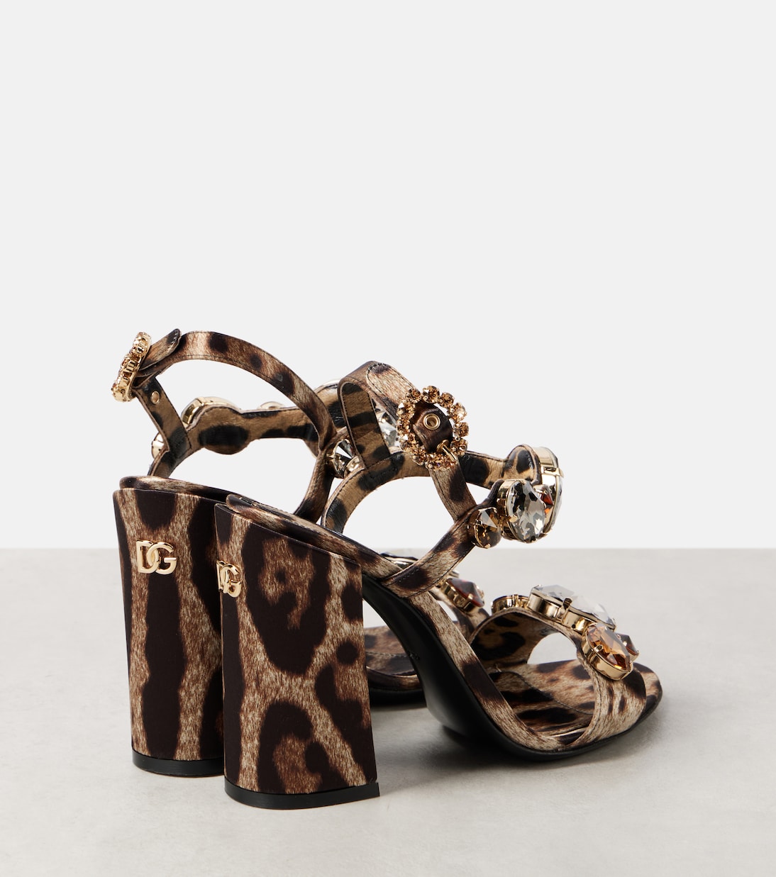 Sandales Keira 105 en satin à motif léopard | Dolce&Gabbana