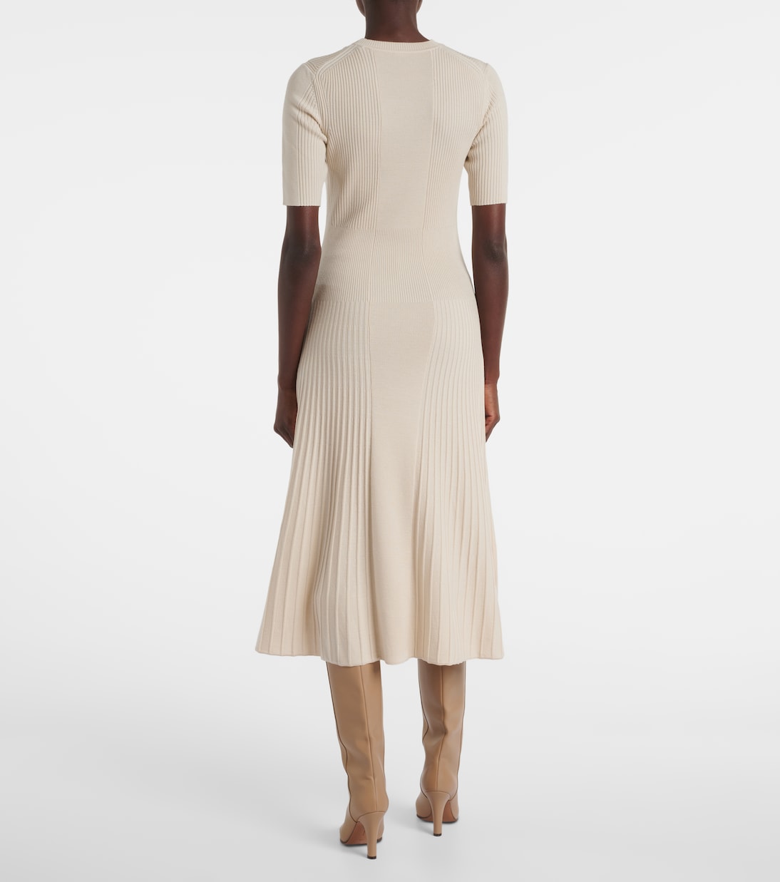 Abito midi in maglia di lana a coste | Joseph