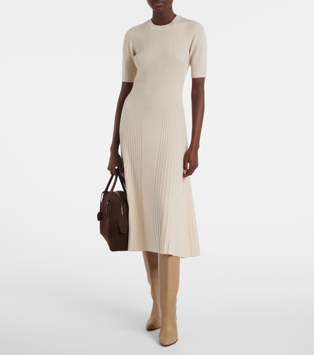 Abito midi in maglia di lana a coste | Joseph