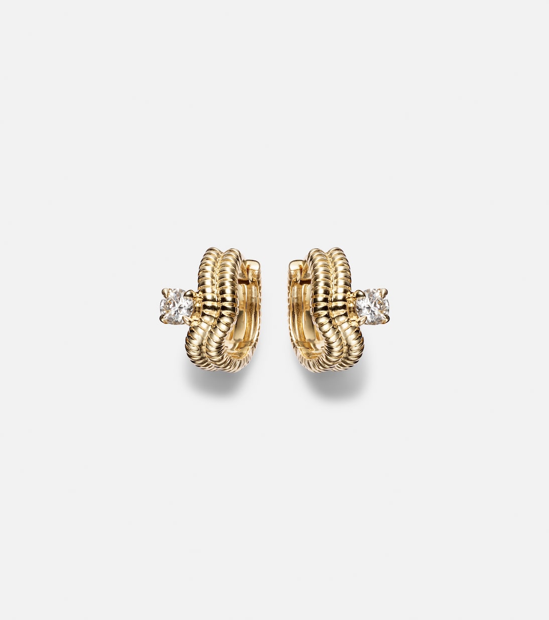 Boucles d’oreilles Second Hole Freddy en or 14 ct et diamants | Stone and Strand