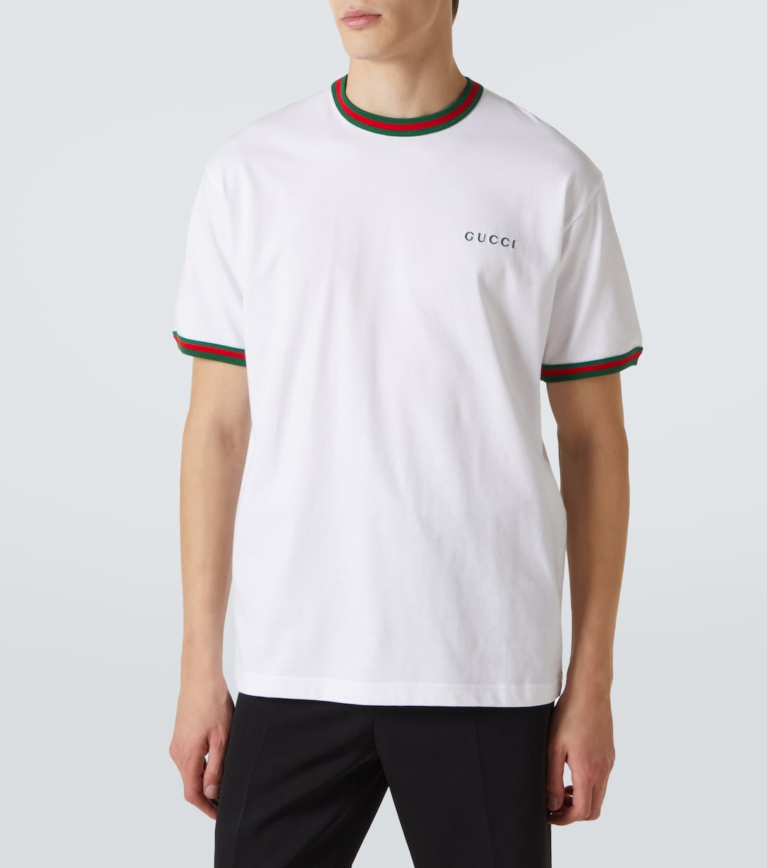 T-shirt in jersey di cotone con logo Webstripe | Gucci