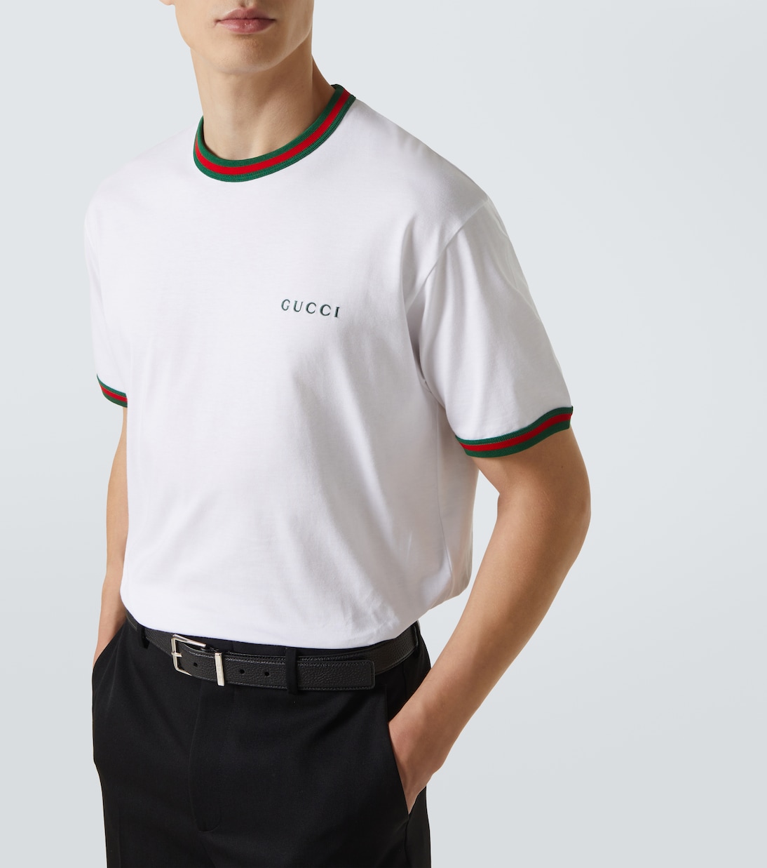 T-shirt in jersey di cotone con logo Webstripe | Gucci