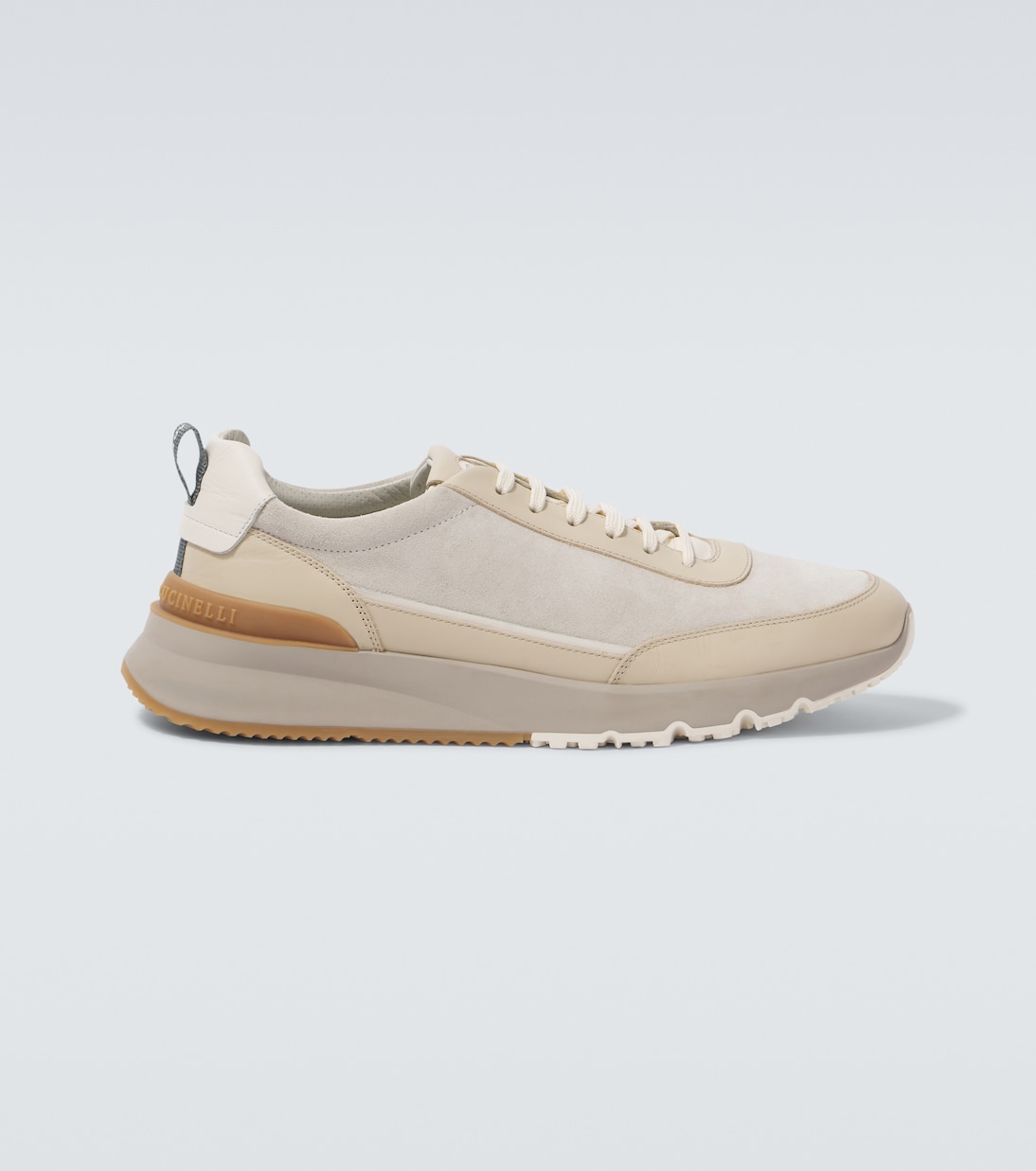 Leather-trimmed suede sneakers | Brunello Cucinelli