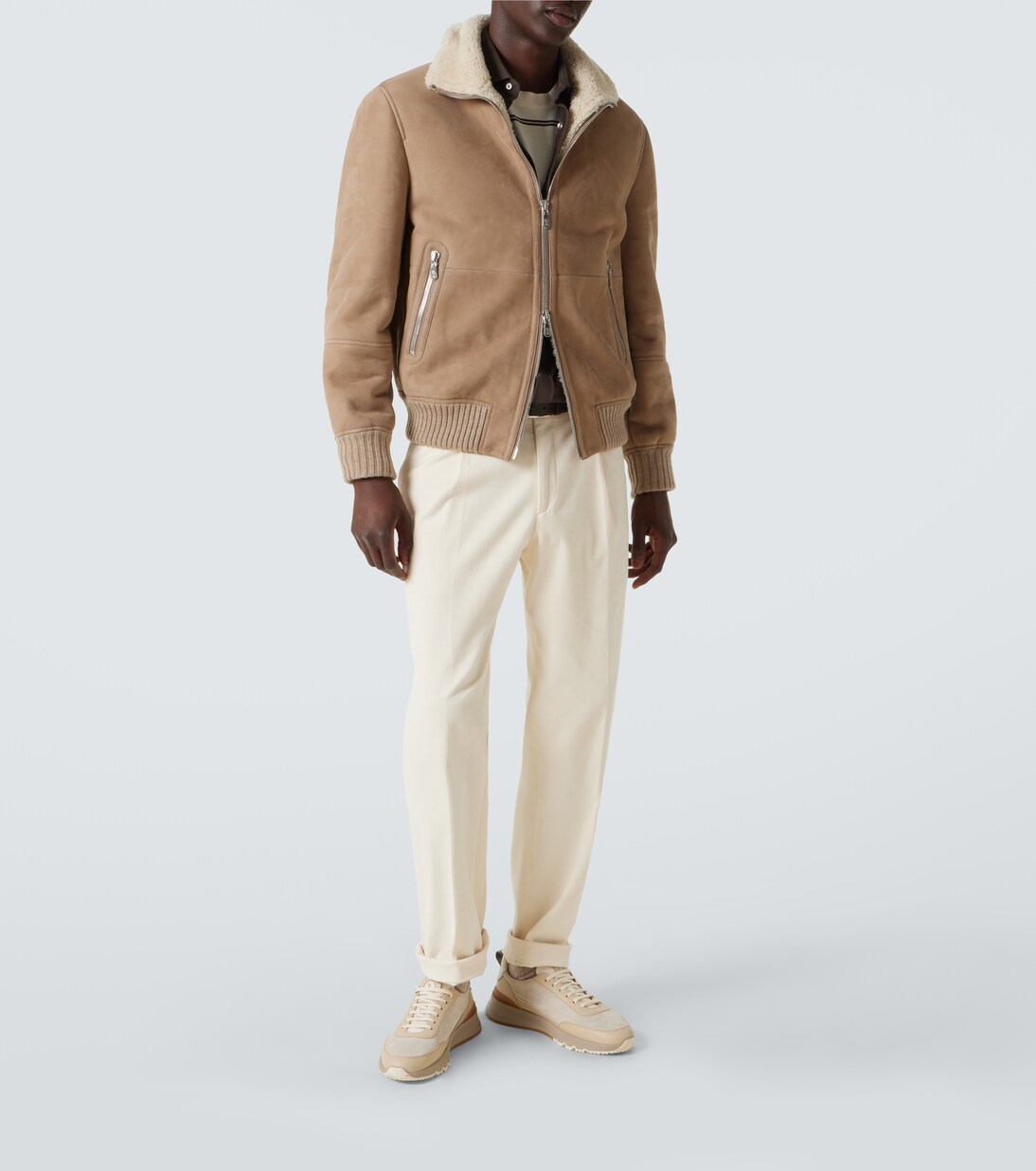 Leather-trimmed suede sneakers | Brunello Cucinelli