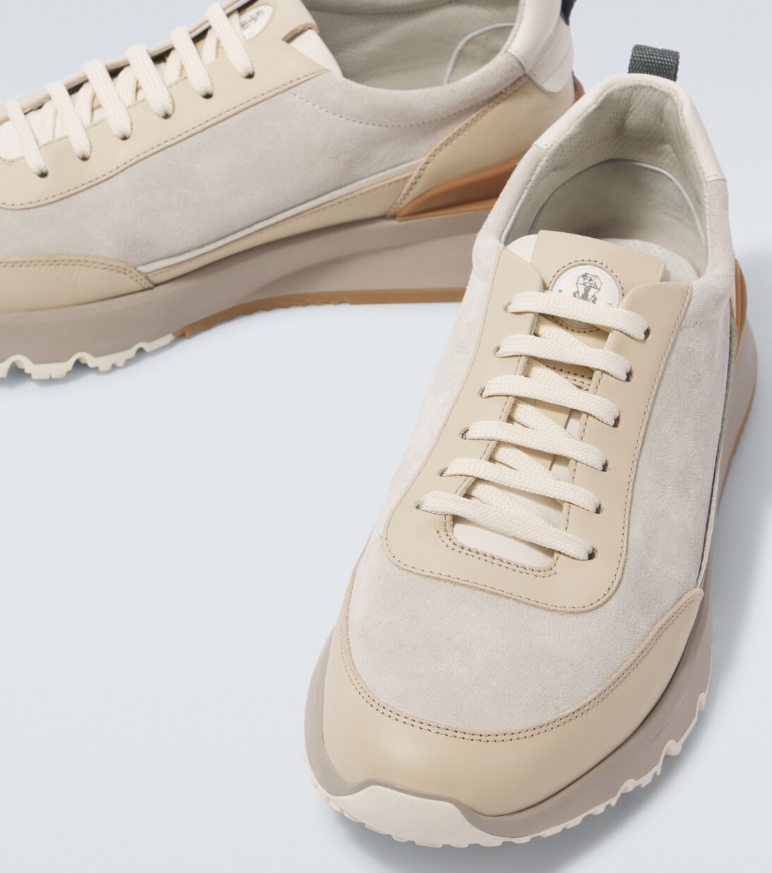 Leather-trimmed suede sneakers | Brunello Cucinelli