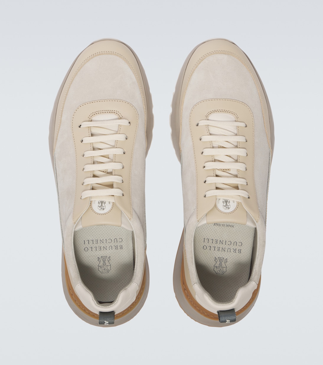 Leather-trimmed suede sneakers | Brunello Cucinelli