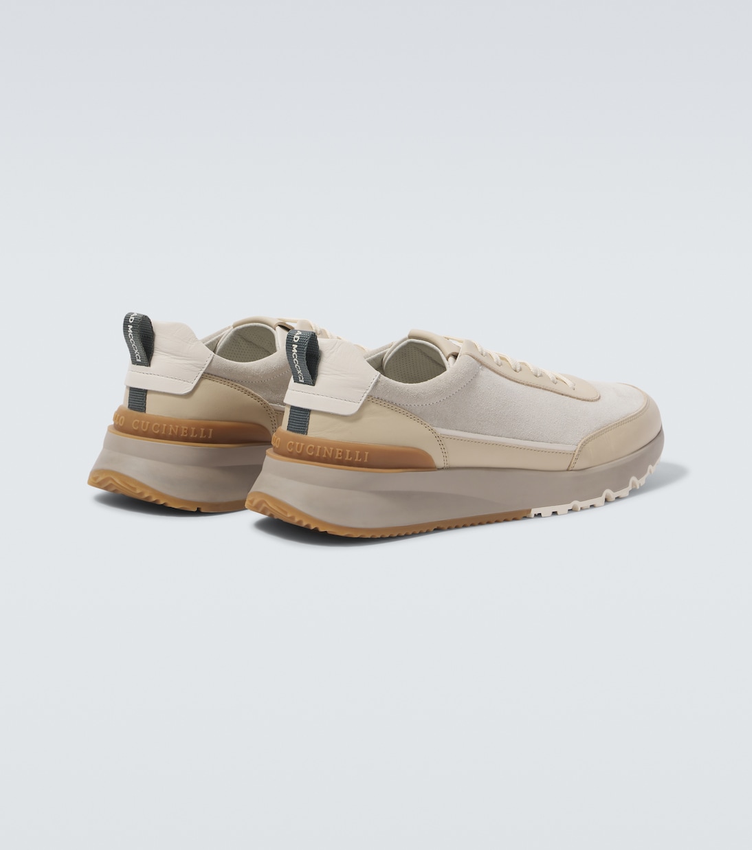 Leather-trimmed suede sneakers | Brunello Cucinelli