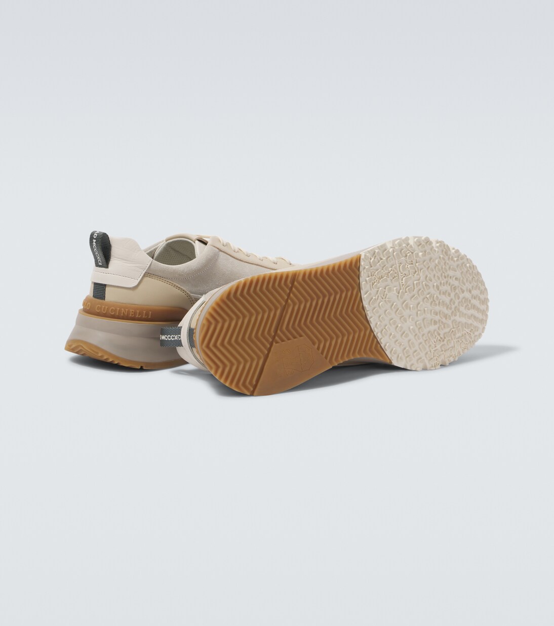 Leather-trimmed suede sneakers | Brunello Cucinelli
