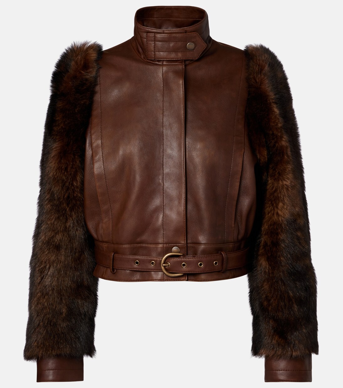 Giacca cropped in pelle con shearling | Chloé