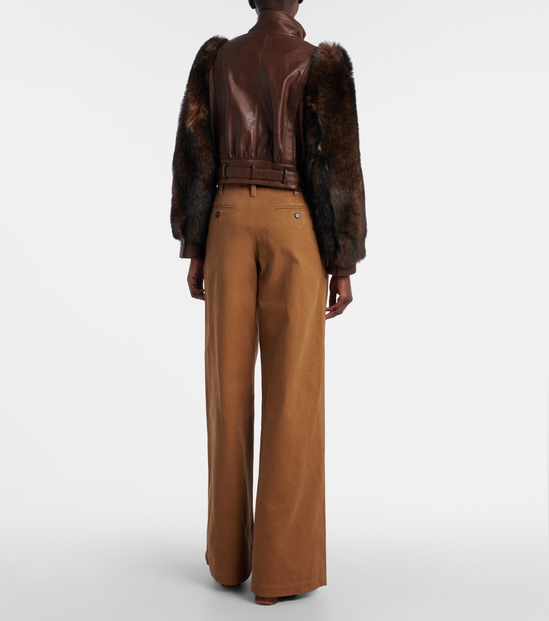 Giacca cropped in pelle con shearling | Chloé