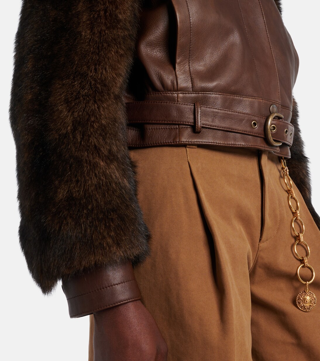 Giacca cropped in pelle con shearling | Chloé